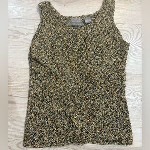 SIGRED OLSEN size S, knitted by hand linen/silk sleeveless tank.EUC no flaws